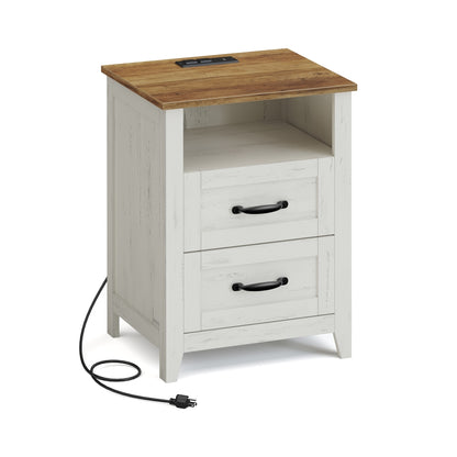 LIRY Collection - Farmhouse Nightstand with Charging Station - image 1