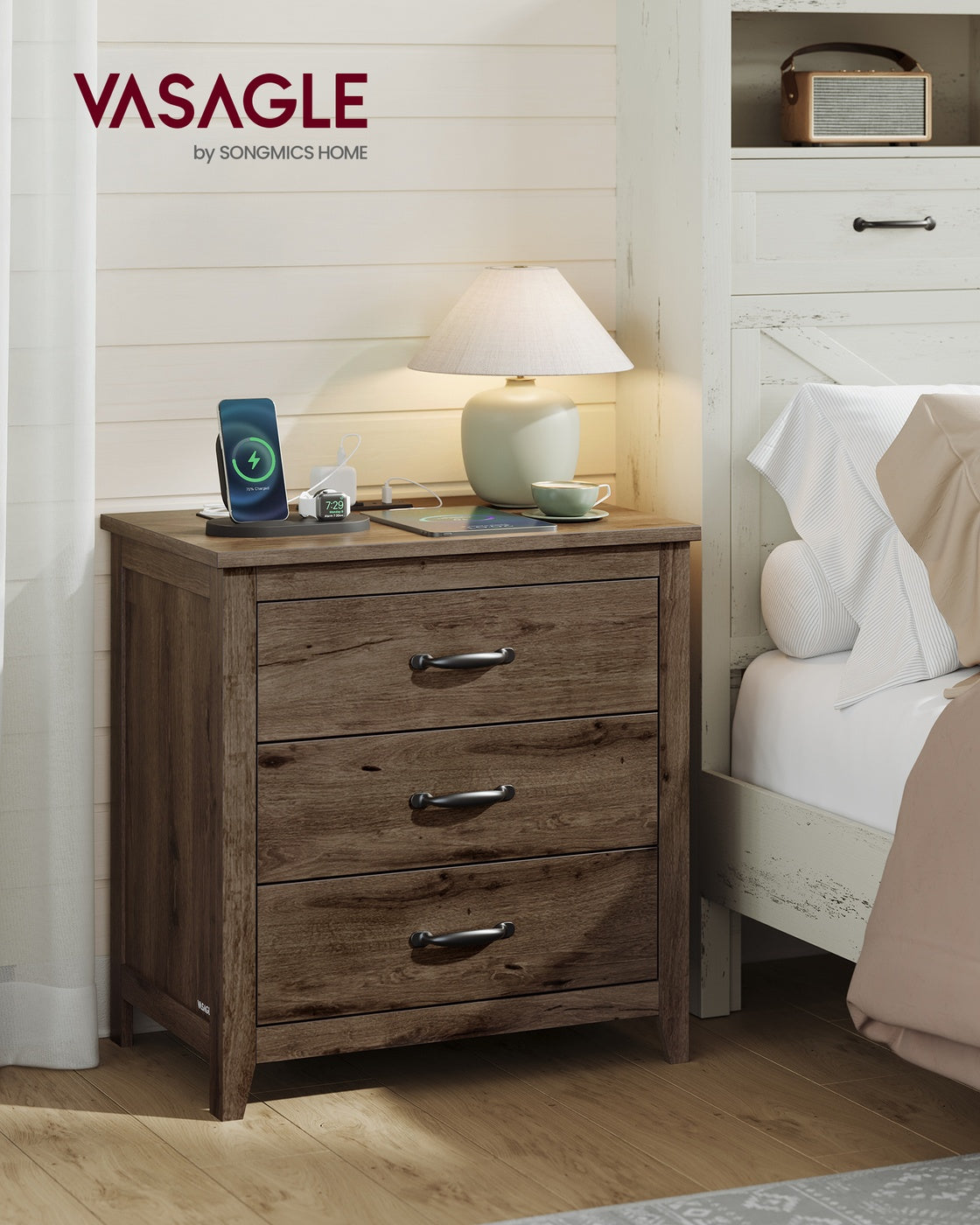 LIRY Collection - Farmhouse Nightstand with Charging Station - image 14