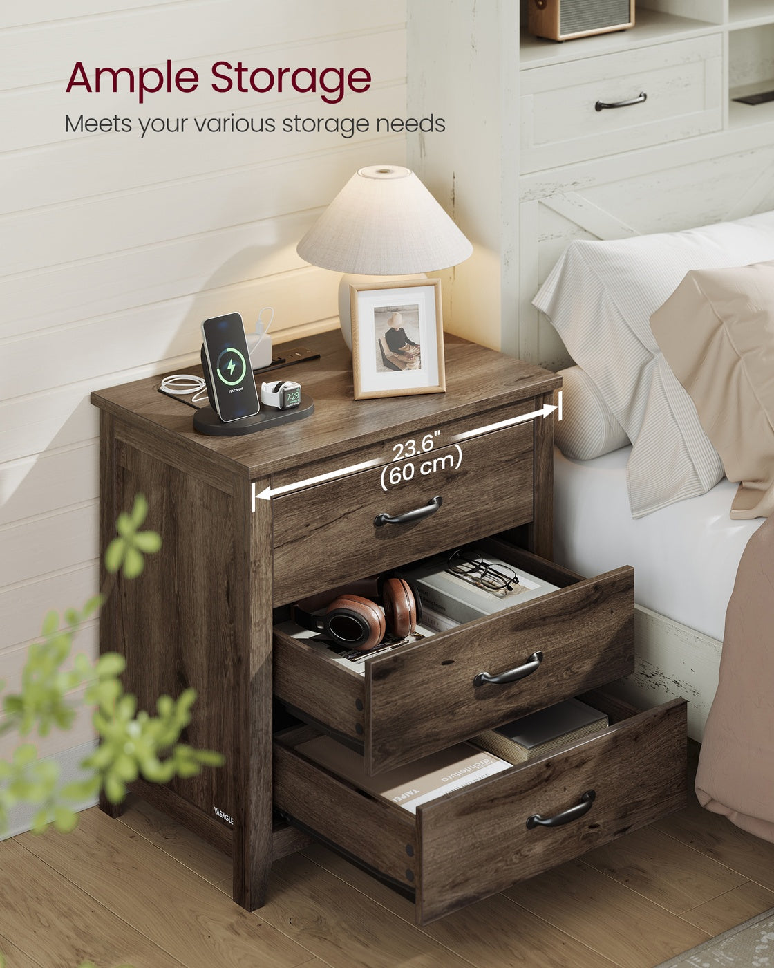 LIRY Collection - Farmhouse Nightstand with Charging Station - image 15