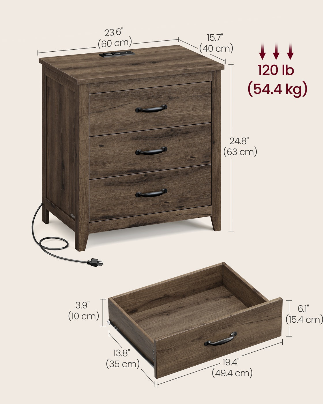 LIRY Collection - Farmhouse Nightstand with Charging Station - image 18