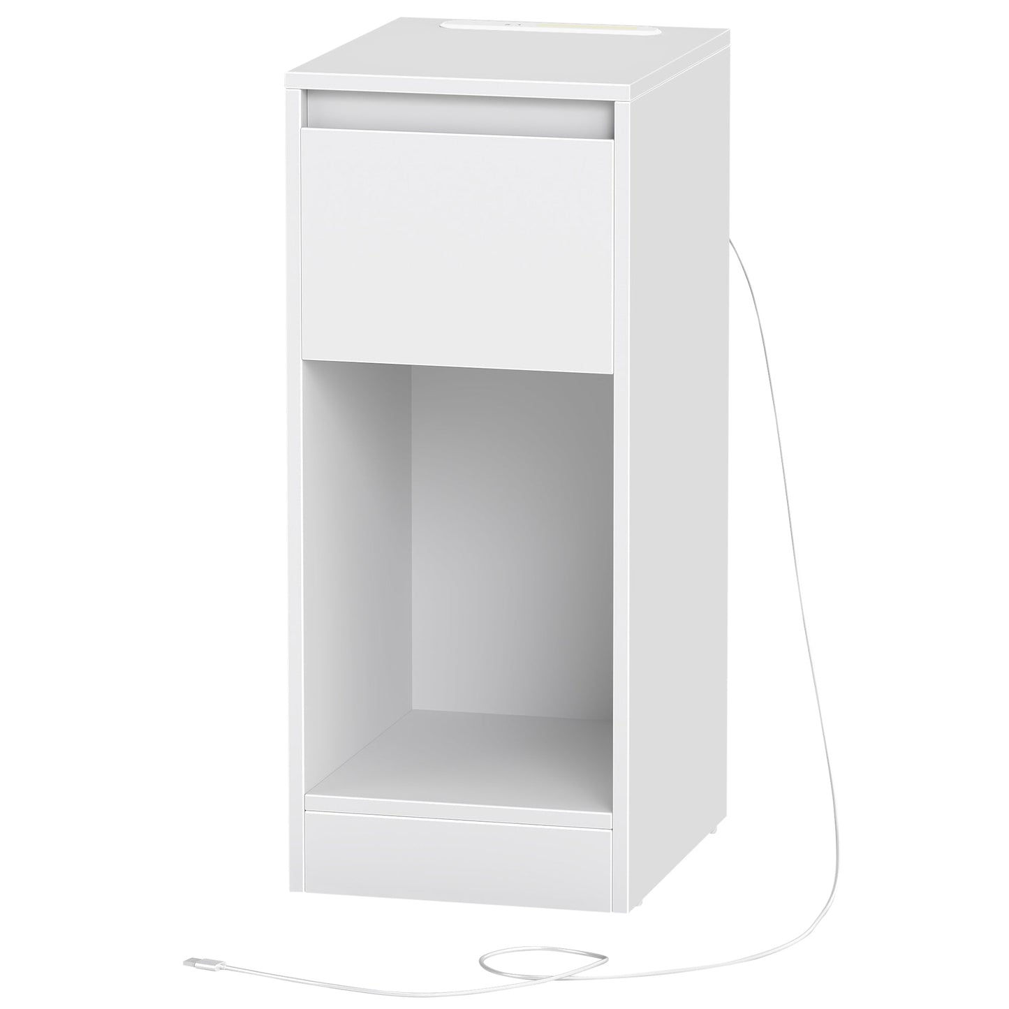 Nightstand with Power Outlets, Bedside Table with LED Light, Space Saving - image 8