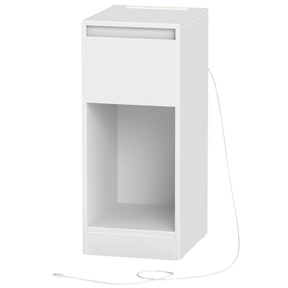 Nightstand with Power Outlets, Bedside Table with LED Light, Space Saving - image 8