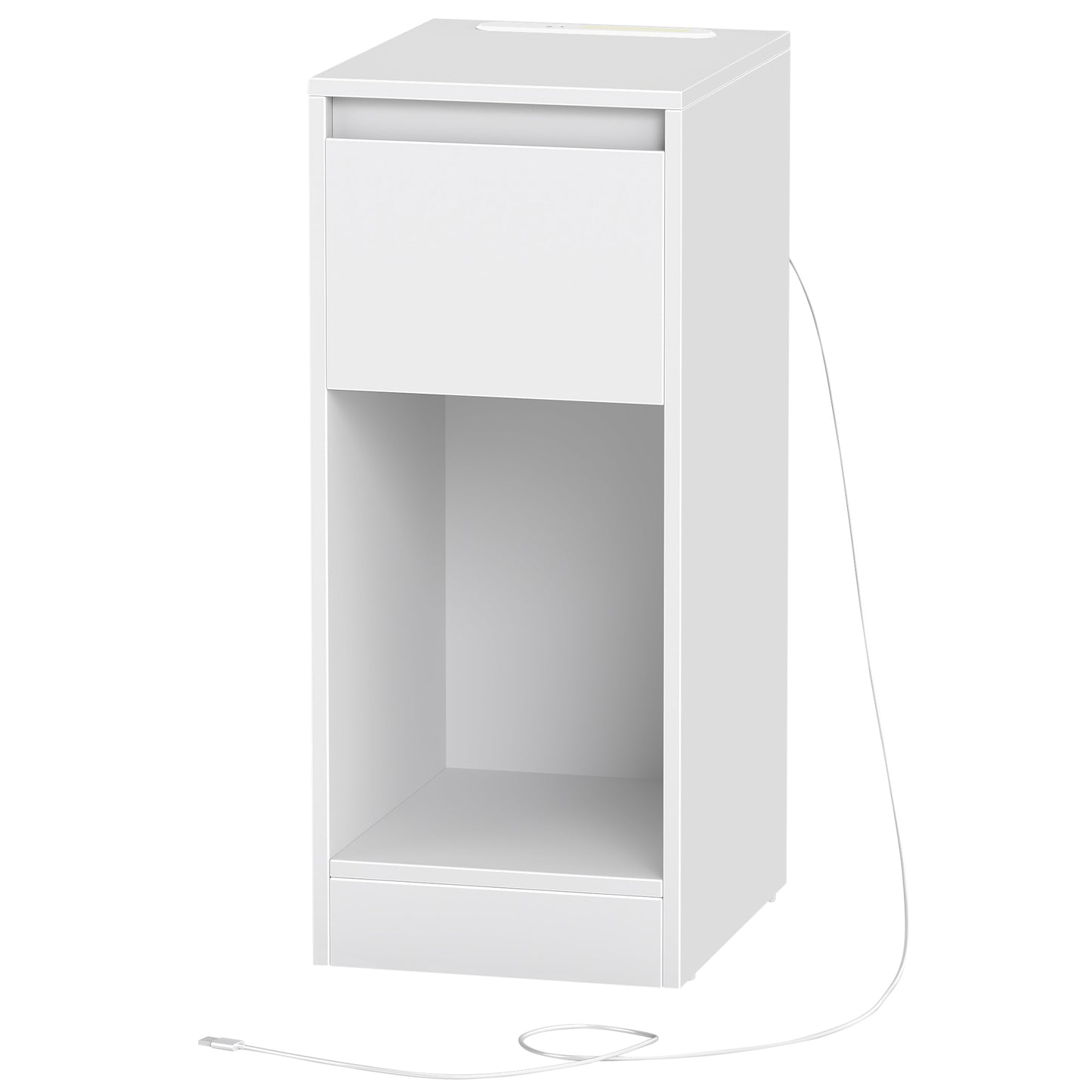 Nightstands with Power Outlets, Set of 2 Bedside Tables with LED Light, Space Saving - image 1