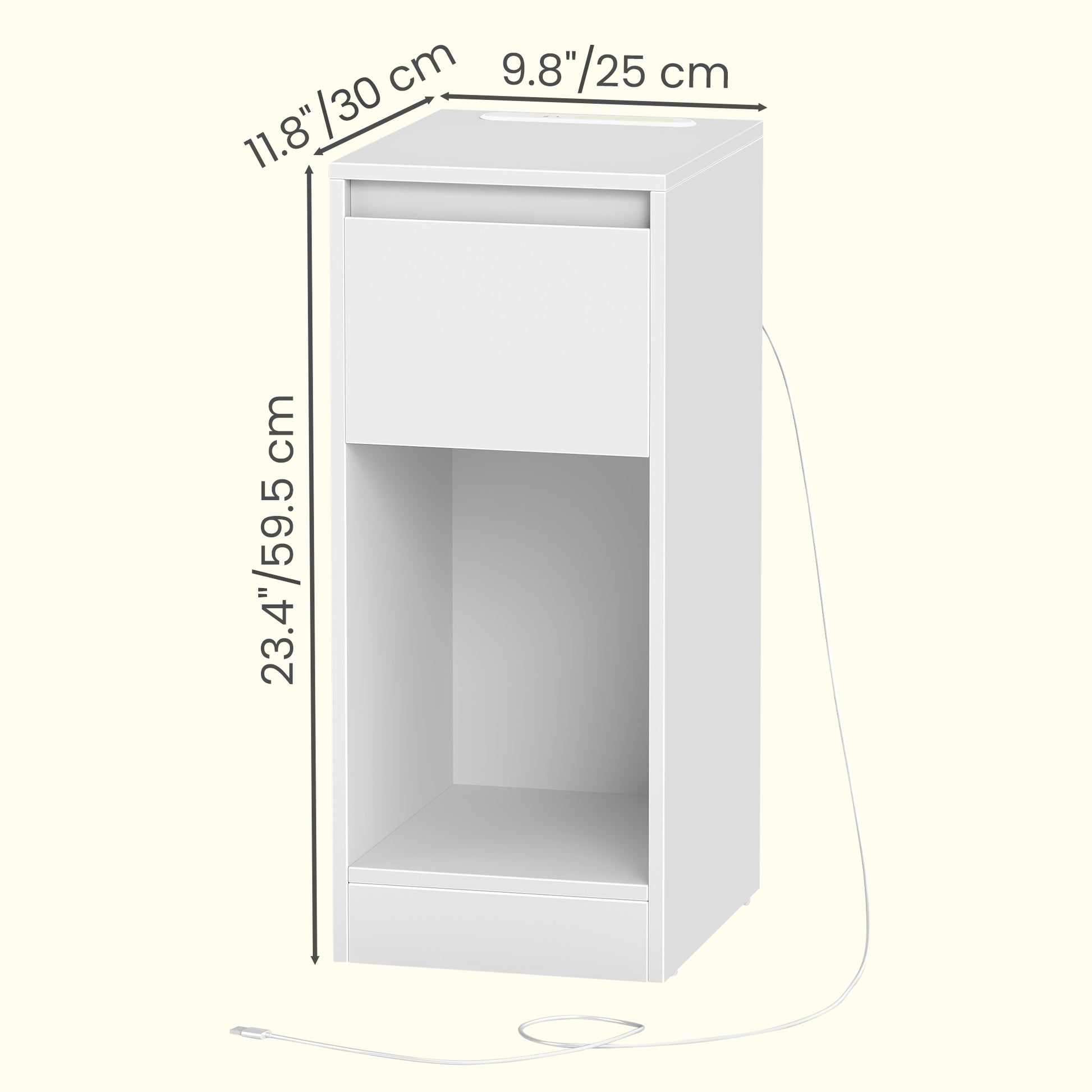 Nightstand with Power Outlets, Bedside Table with LED Light, Space Saving - image 10