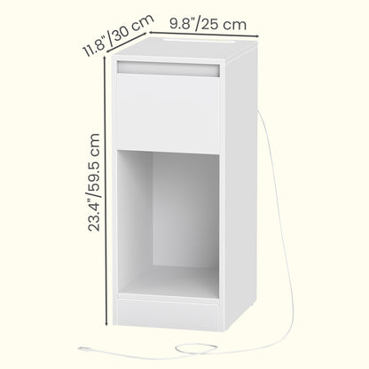 Nightstand with Power Outlets, Bedside Table with LED Light, Space Saving - image 10