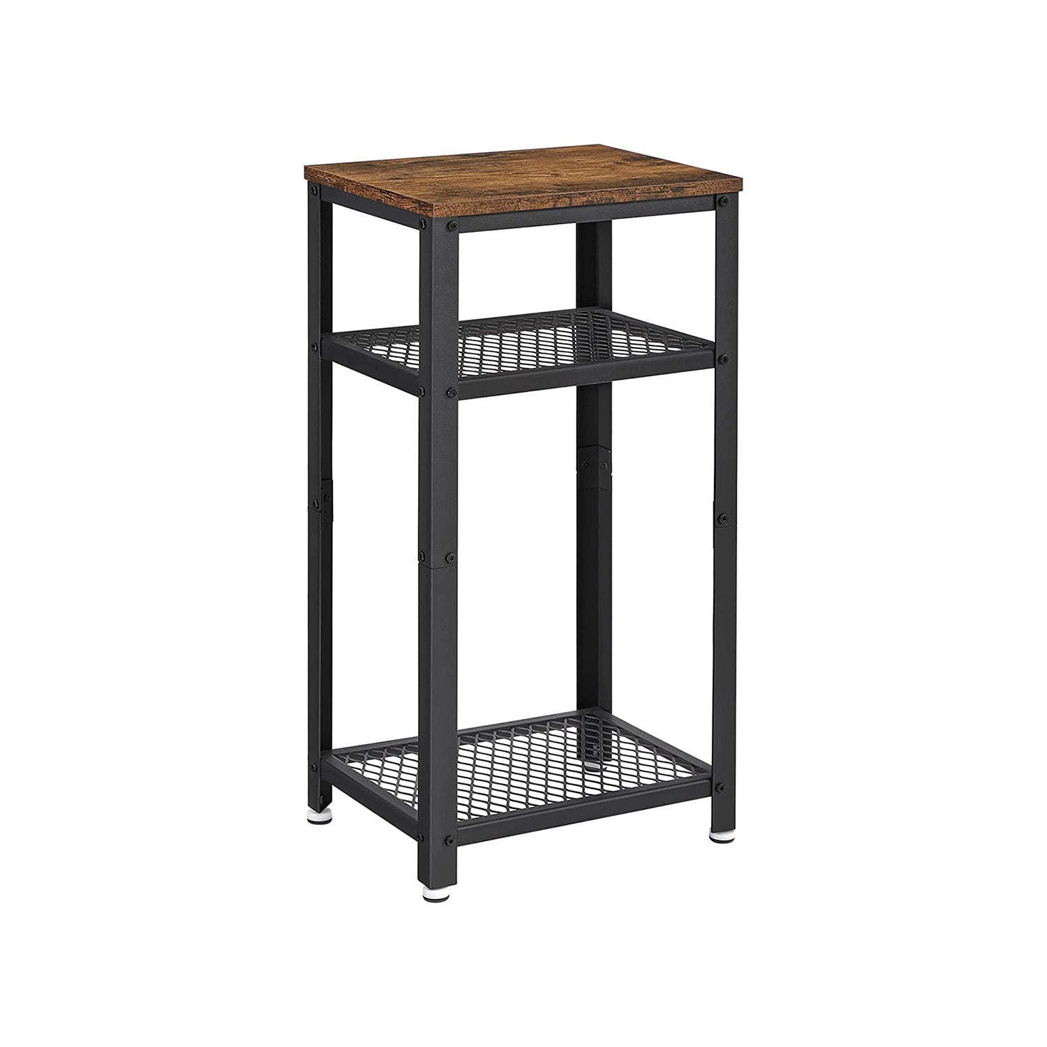 3-Tier Tall Side Table with 2 Mesh Storage Shelves