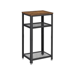 3-Tier Tall Side Table with 2 Mesh Storage Shelves
