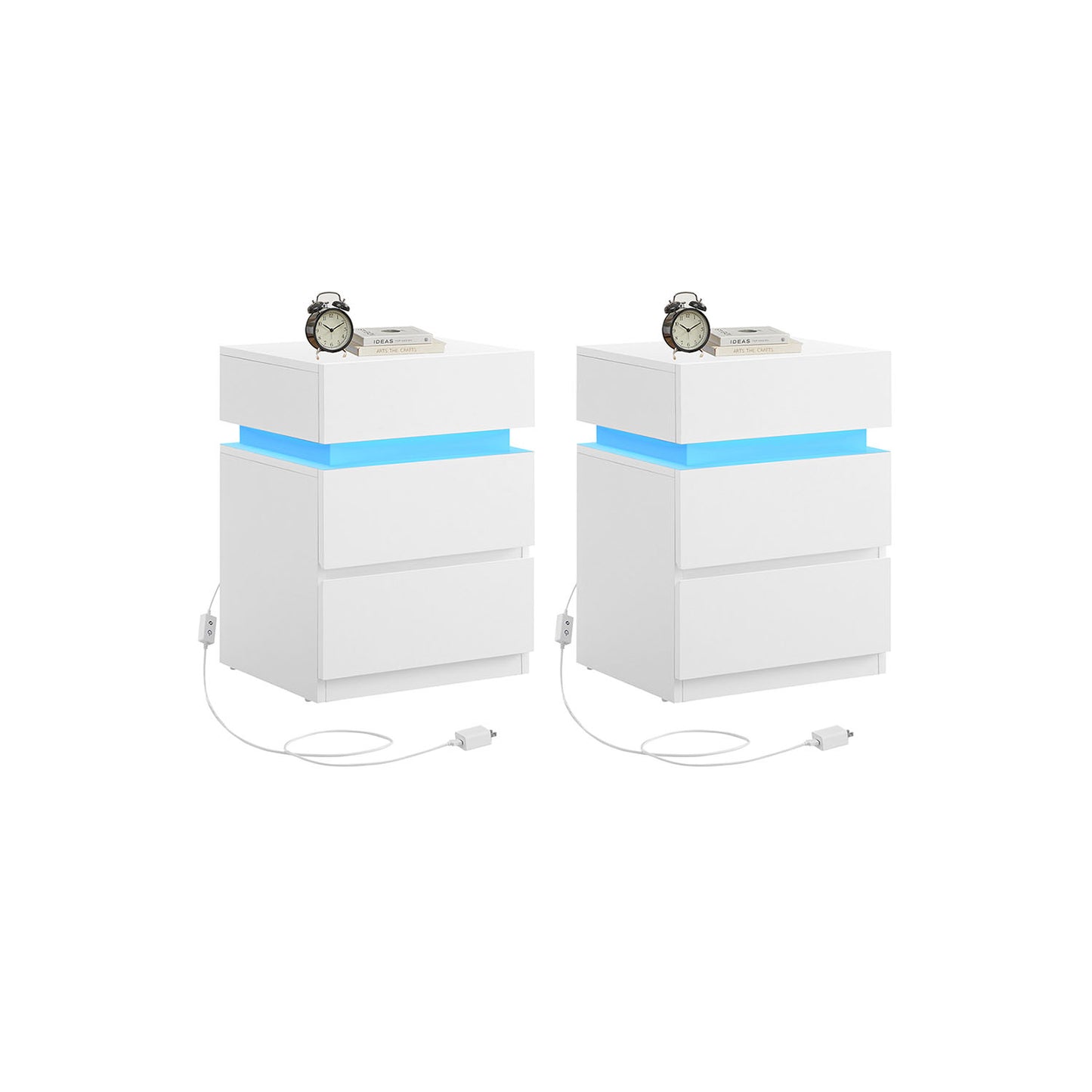 Nightstands with LED Lights, Set of 2
