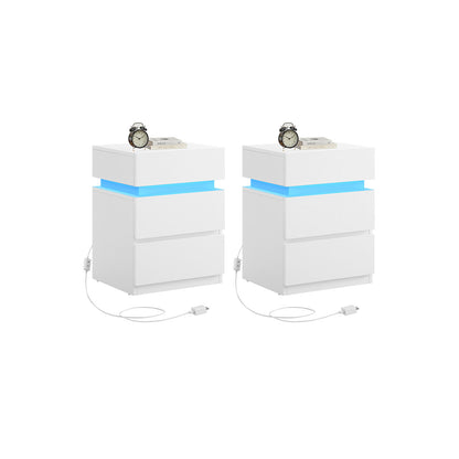 Nightstands with LED Lights, Set of 2