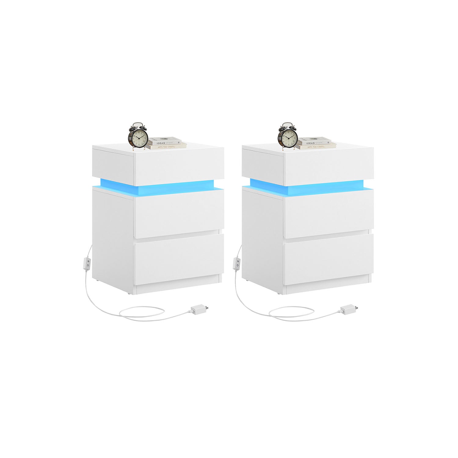 Nightstands with LED Lights, Set of 2