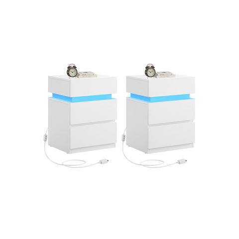 Nightstands with LED Lights, Set of 2