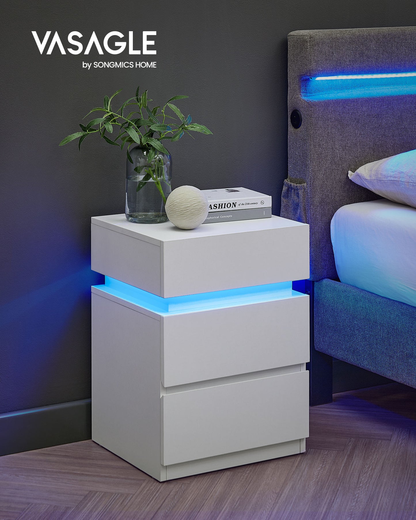 Nightstands with LED Lights, Set of 2