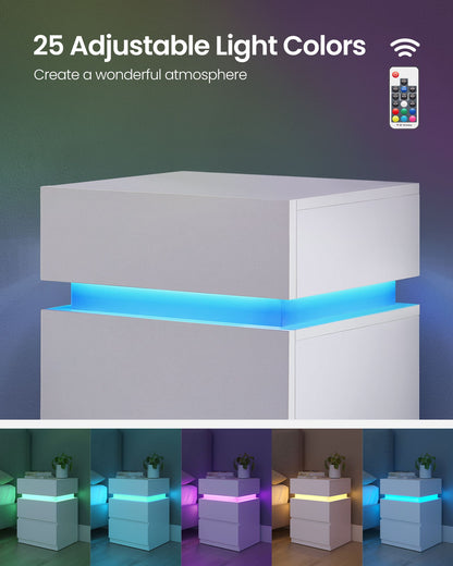 Nightstands with LED Lights, Set of 2
