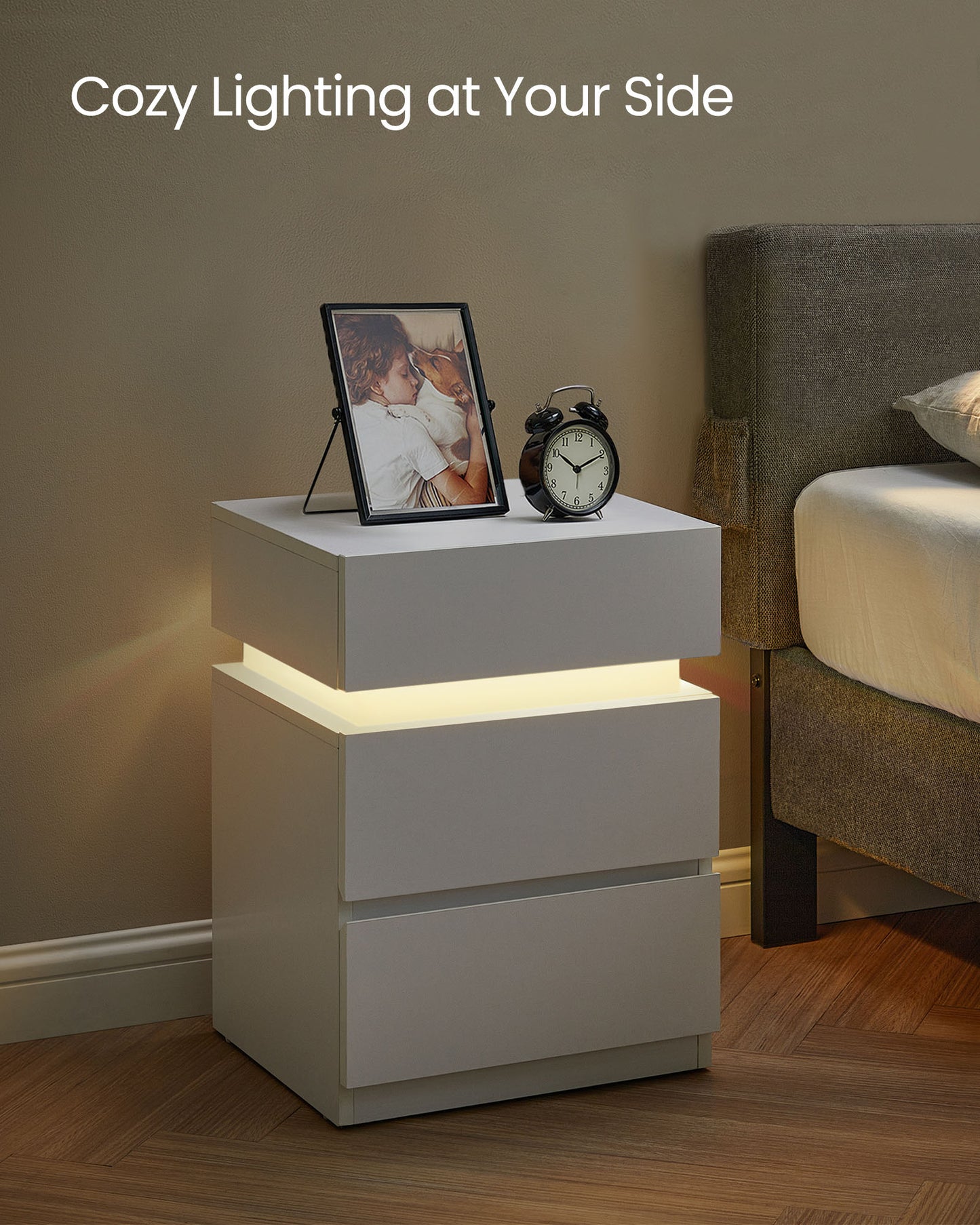 Nightstands with LED Lights, Set of 2