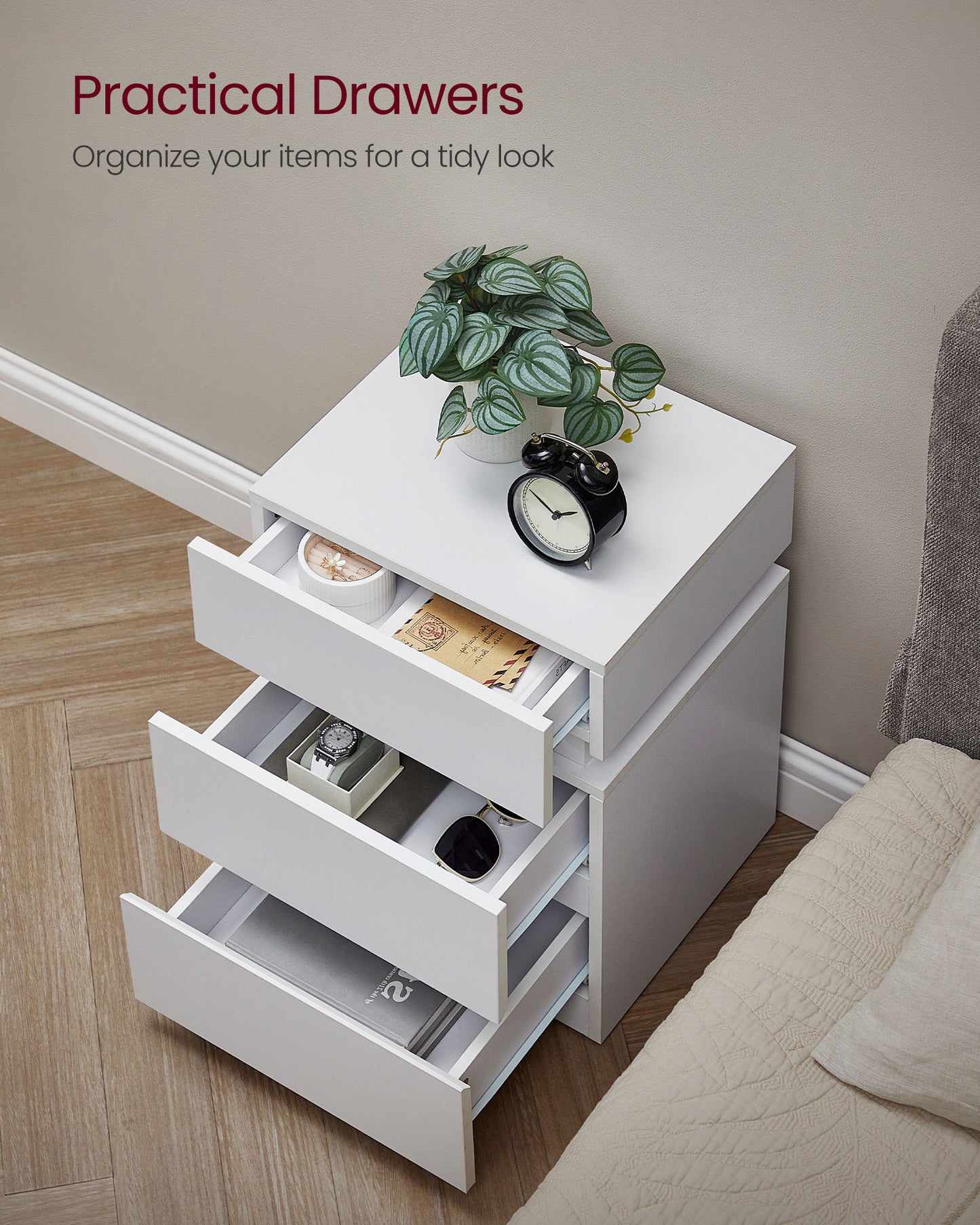 Nightstands with LED Lights, Set of 2