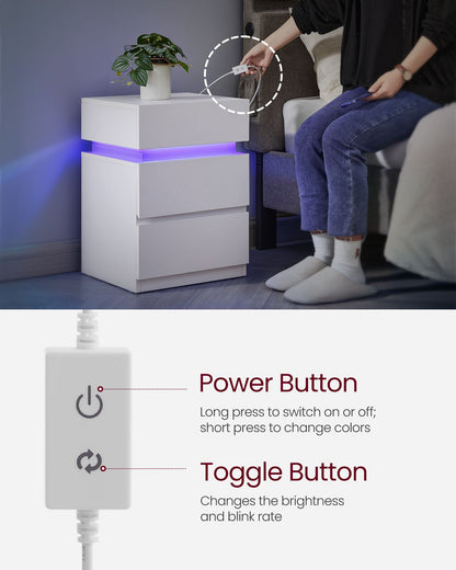 Nightstands with LED Lights, Set of 2