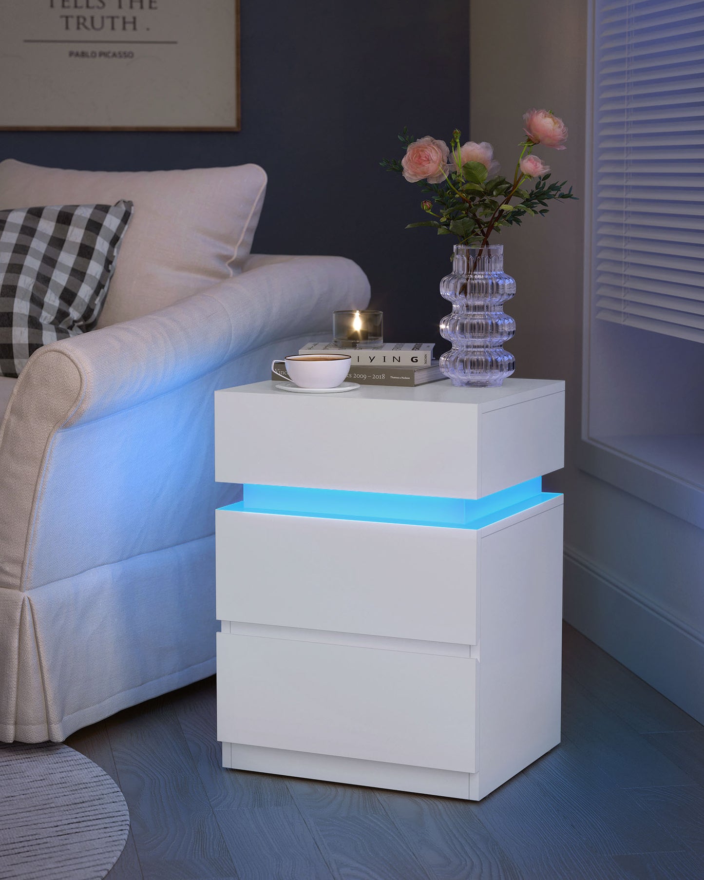 Nightstands with LED Lights, Set of 2