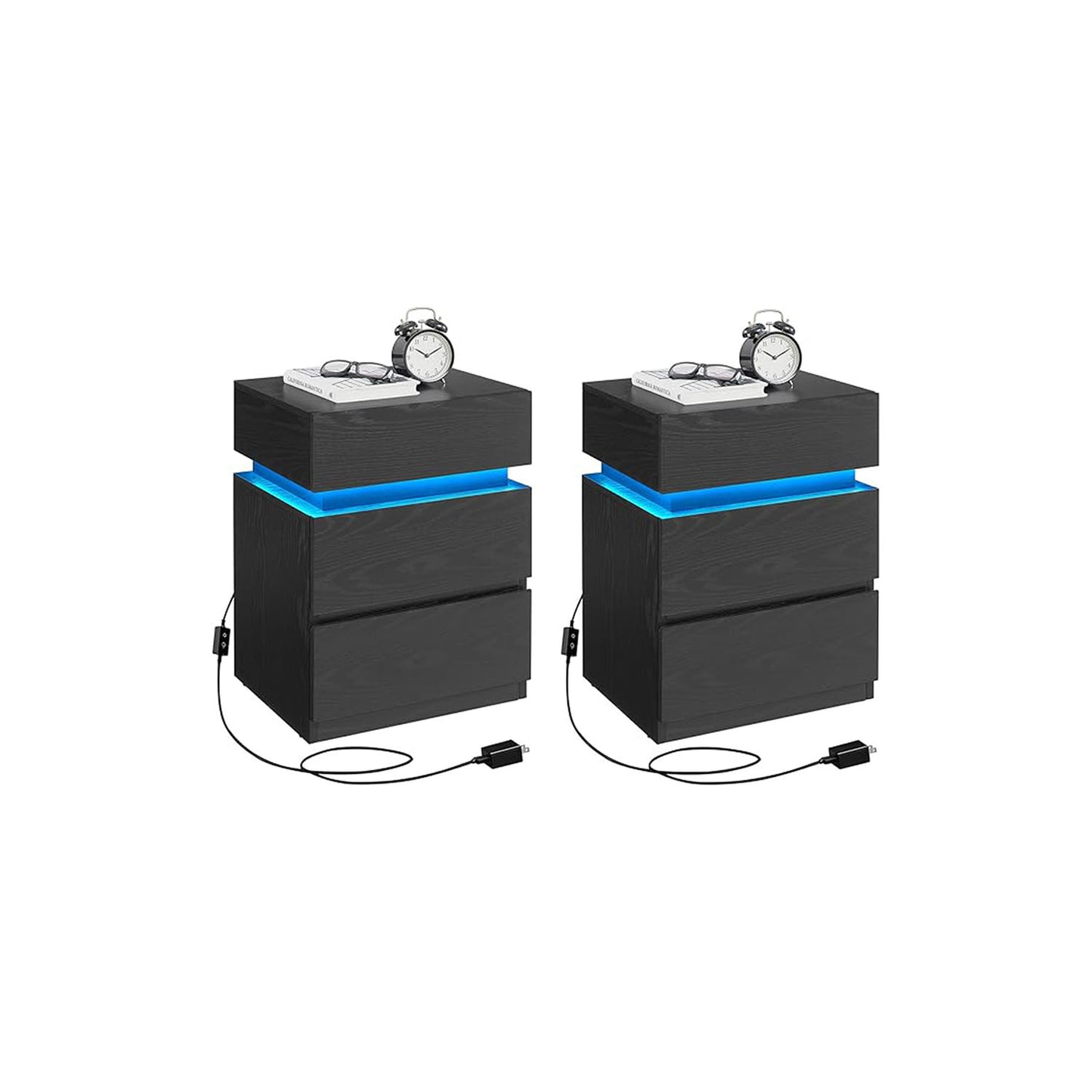 Nightstands with LED Lights, Set of 2