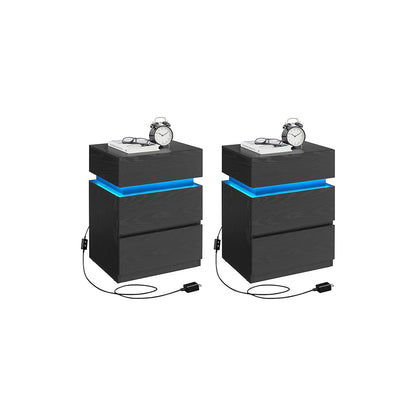 Nightstands with LED Lights, Set of 2