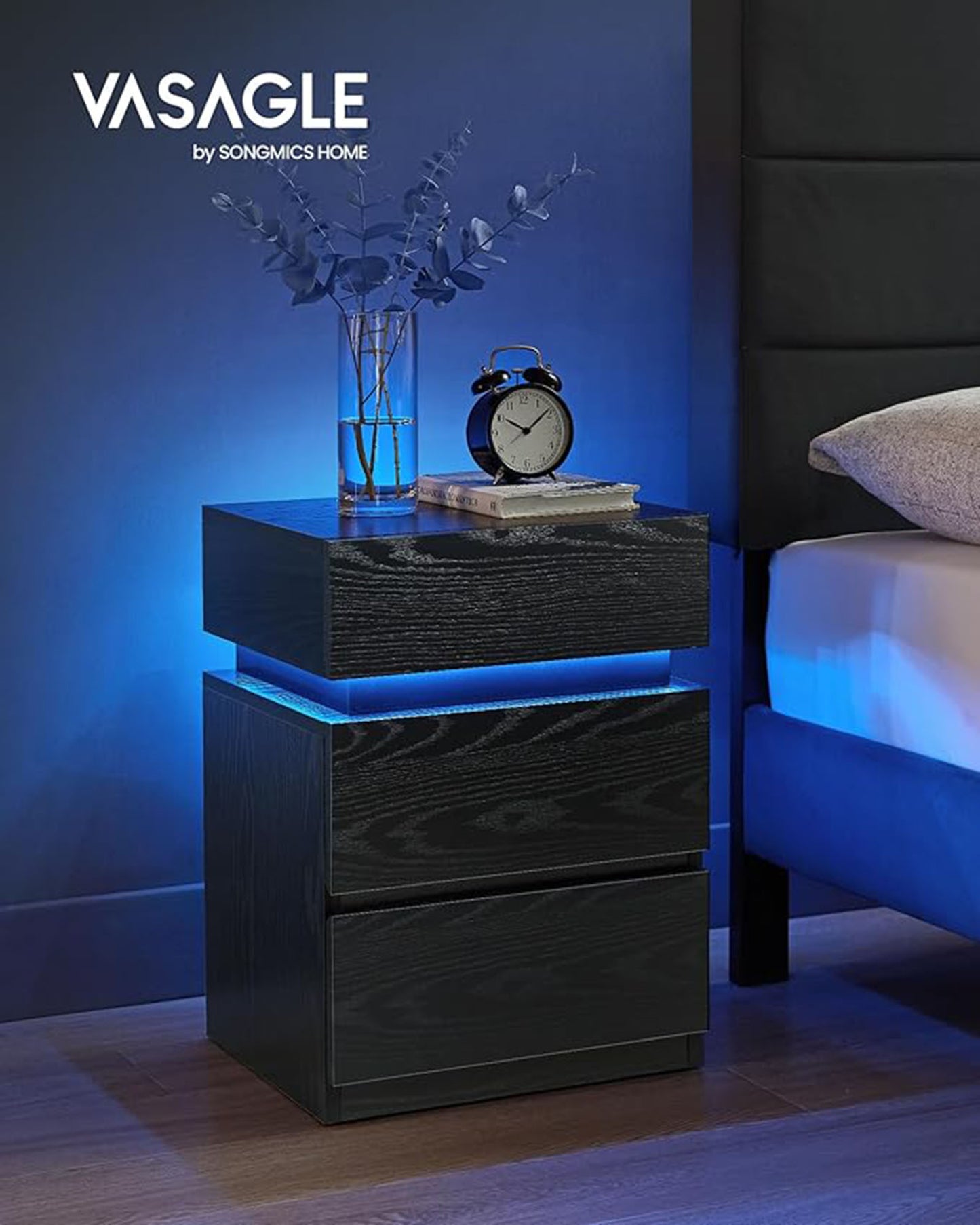 Nightstands with LED Lights, Set of 2