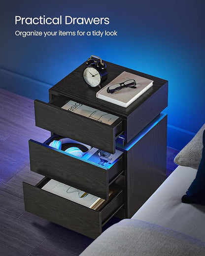 Nightstands with LED Lights, Set of 2