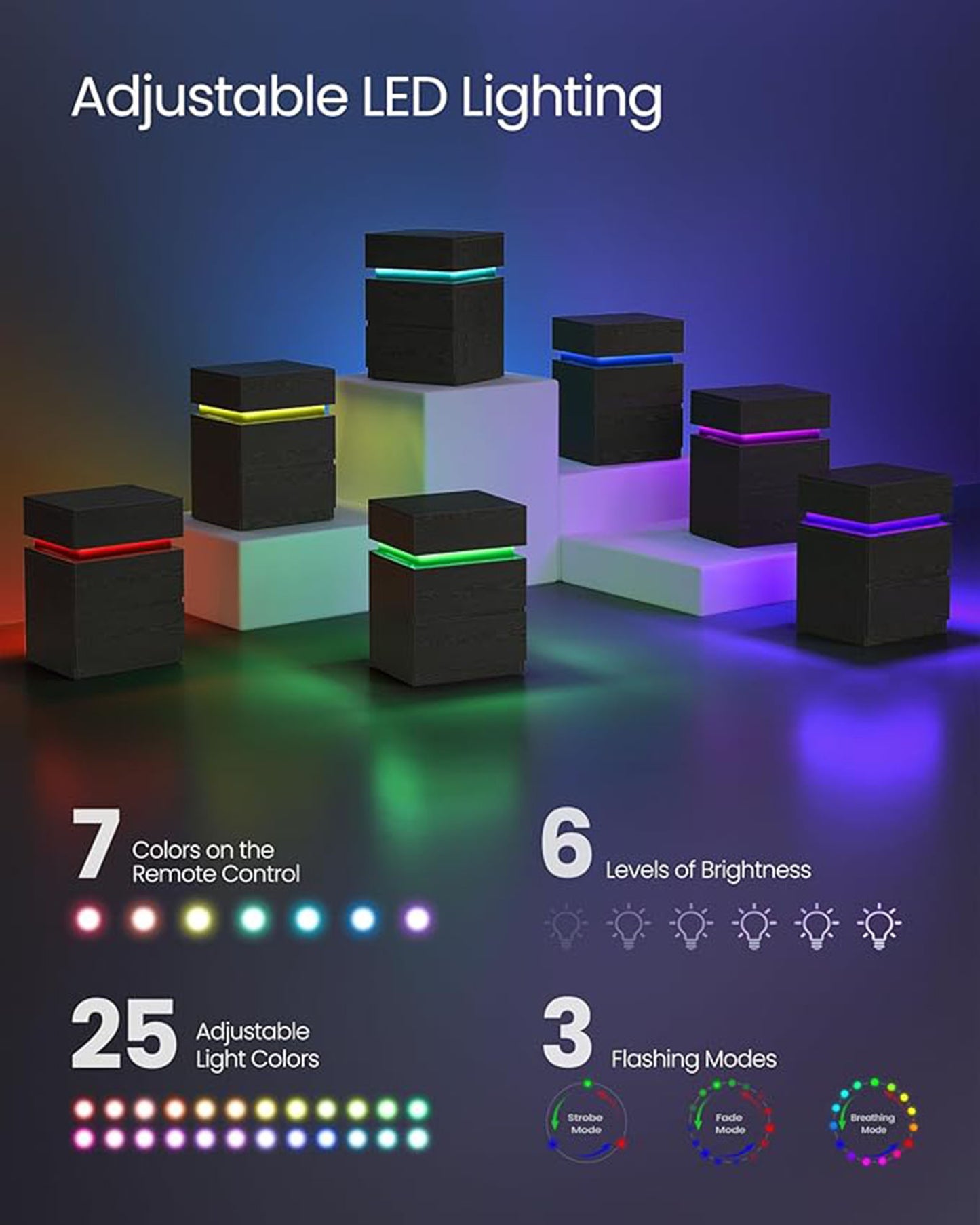 Nightstands with LED Lights, Set of 2