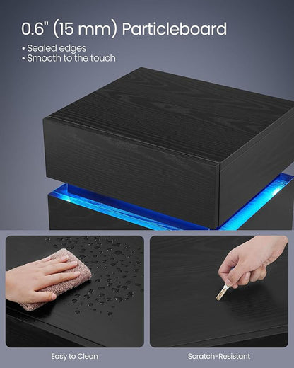 Nightstands with LED Lights, Set of 2