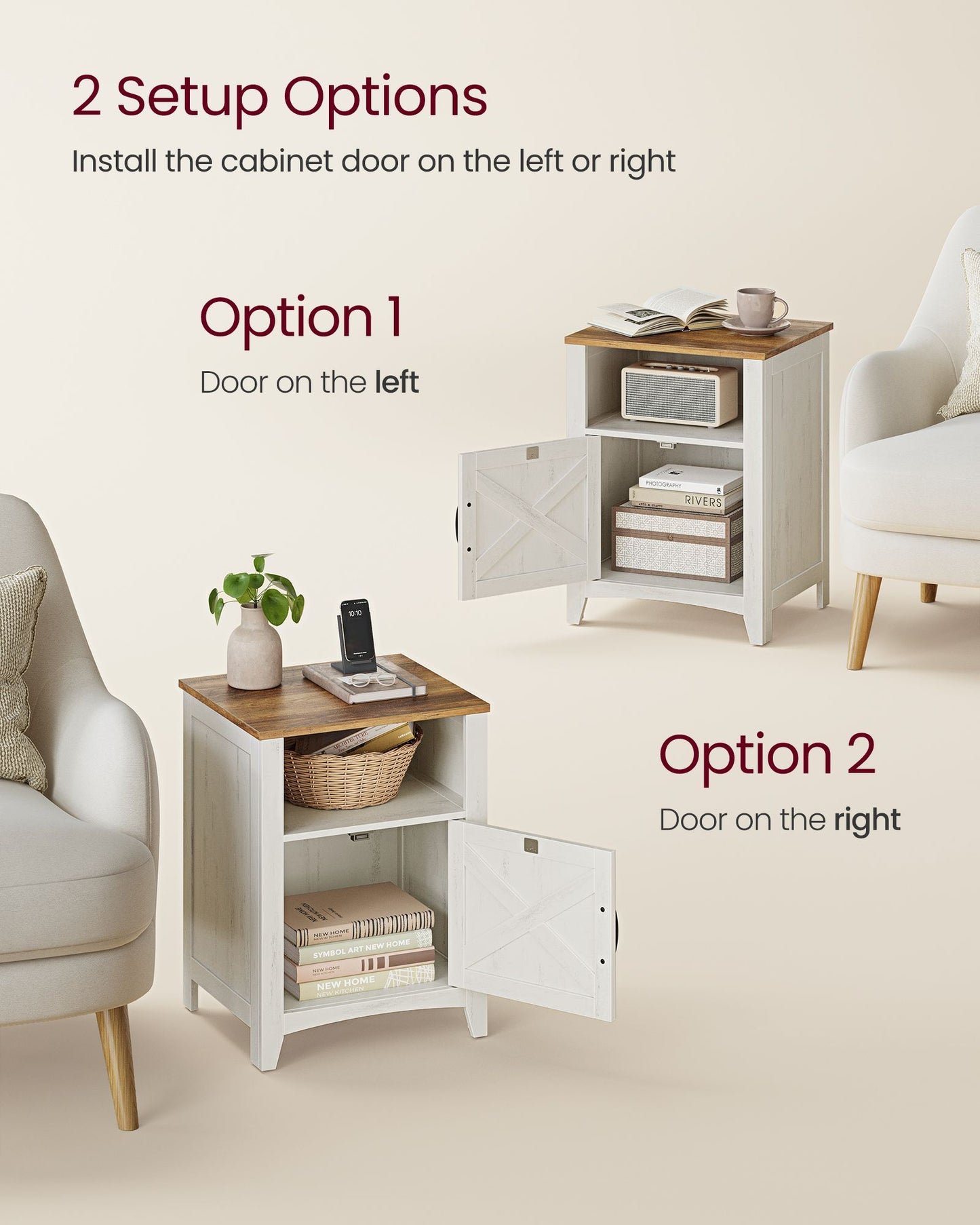 Farmhouse Nightstand with Barn Door