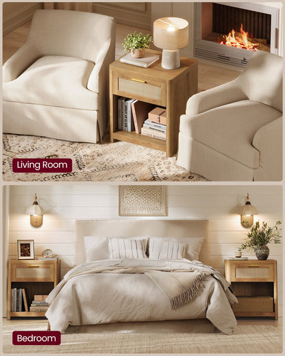 Boho nightstand with drawer and open shelf - image 6