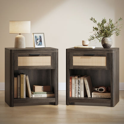 Boho nightstand with drawer and open shelf - image 8
