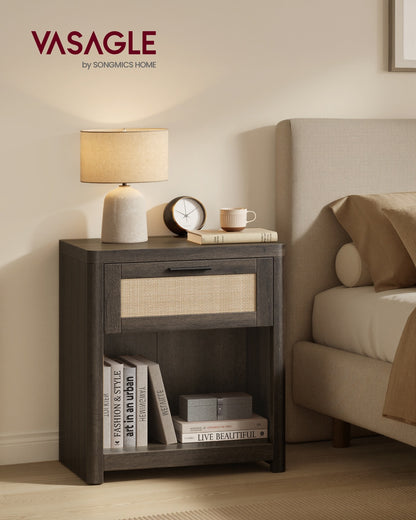 Boho nightstand with drawer and open shelf - image 9
