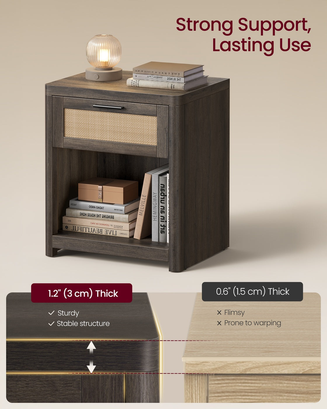 Boho nightstand with drawer and open shelf - image 12