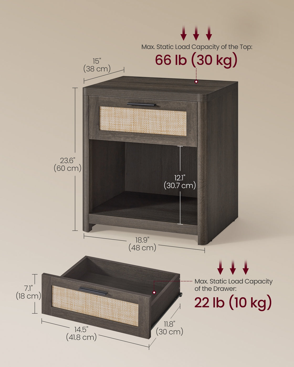 Boho nightstand with drawer and open shelf - image 14