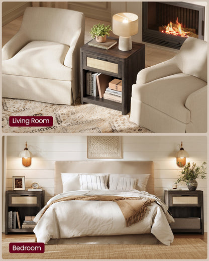 Boho nightstand with drawer and open shelf - image 13