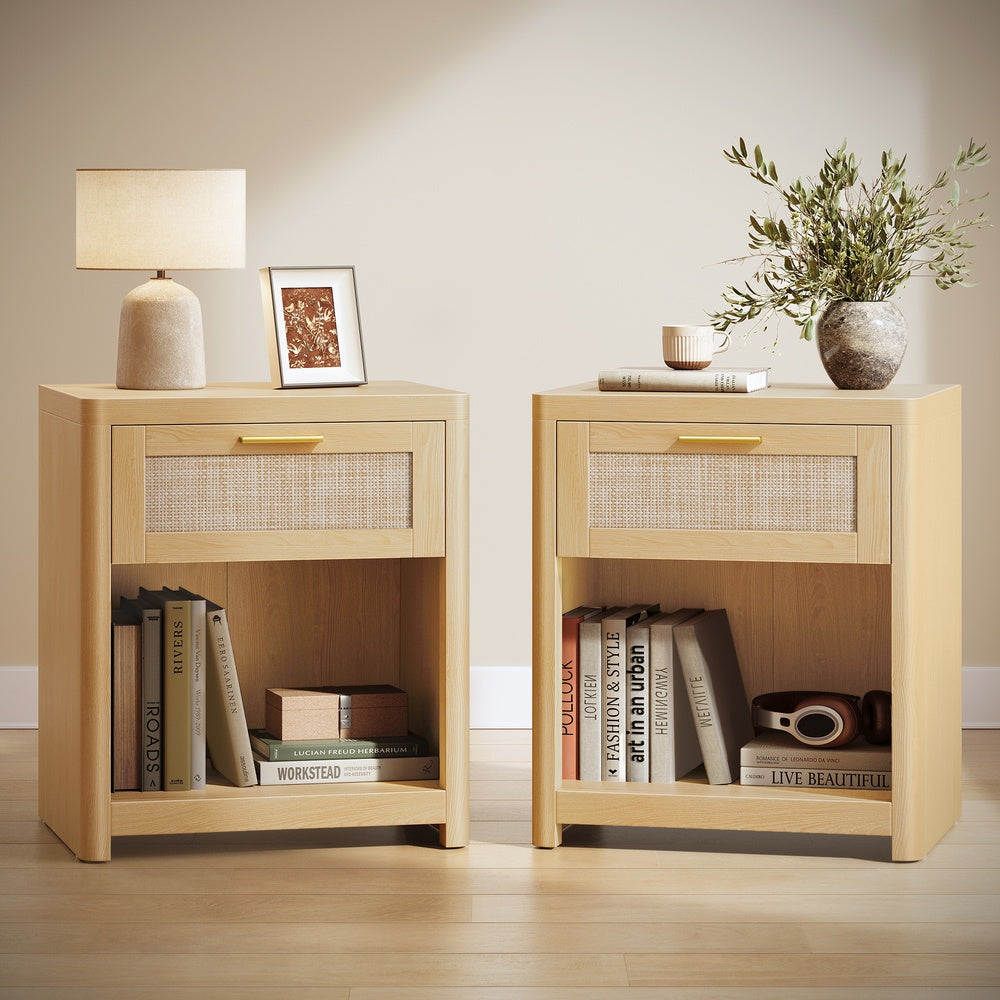 Boho nightstand with drawer and open shelf - image 15