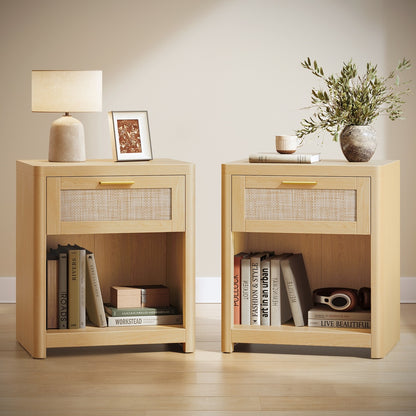 Boho nightstand with drawer and open shelf - image 15