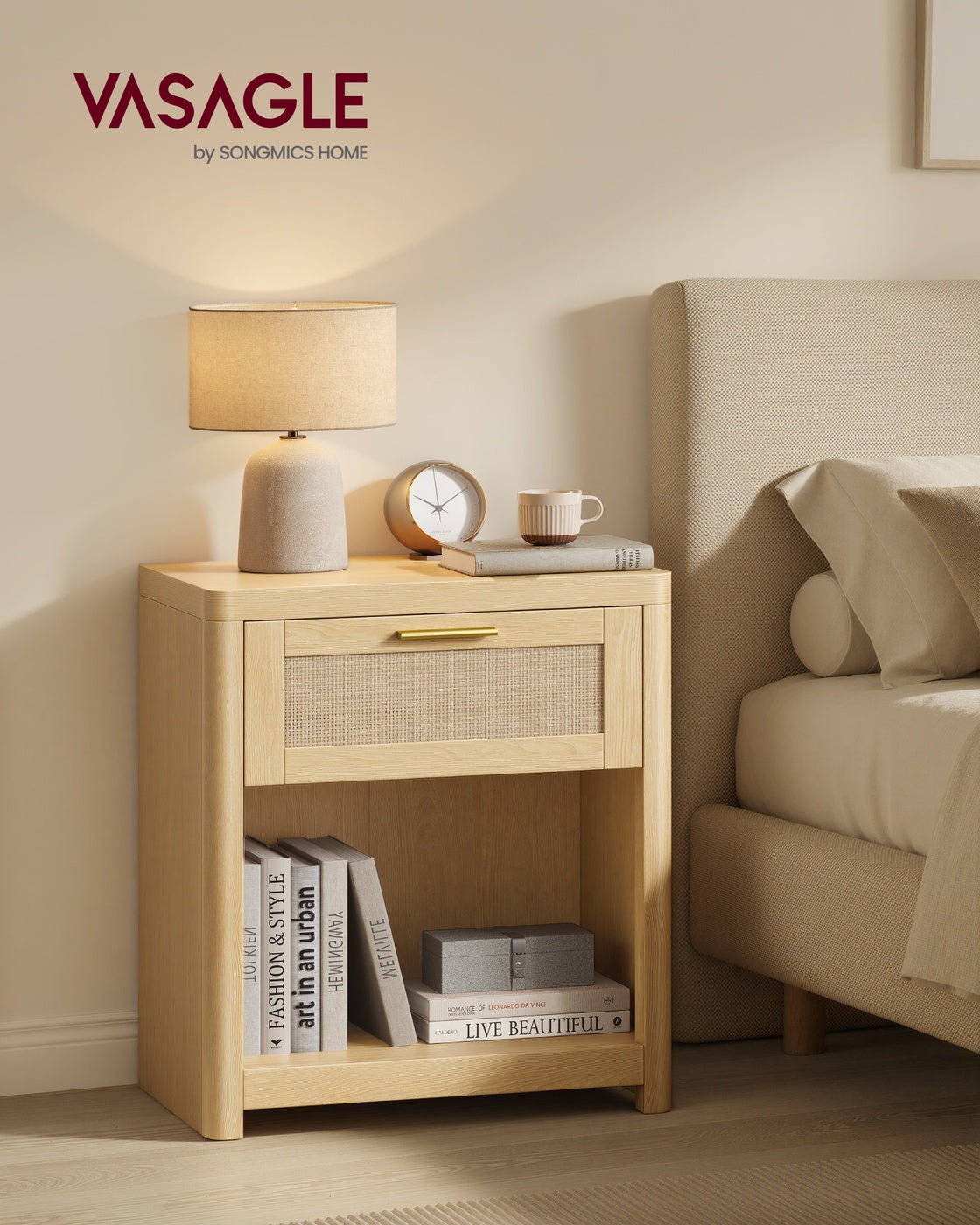 Boho nightstand with drawer and open shelf - image 16