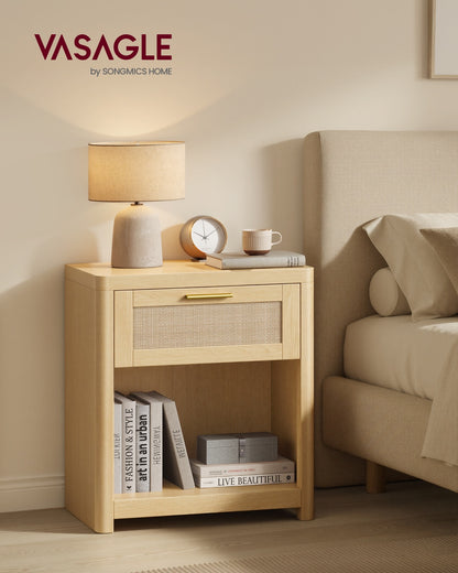Boho nightstand with drawer and open shelf - image 16
