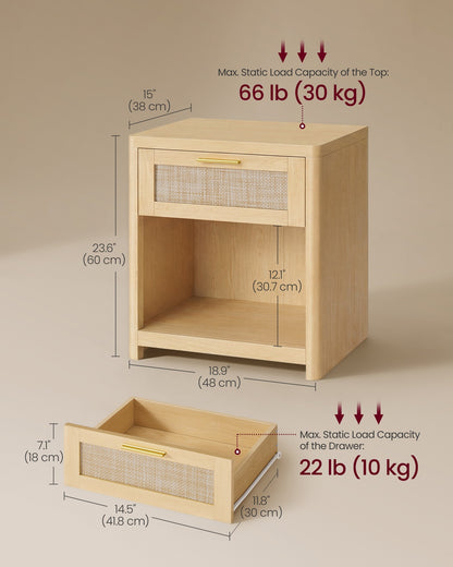 Boho nightstand with drawer and open shelf - image 21