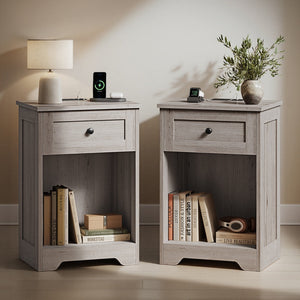 Farmhouse nightstand with charging station and drawer - image 13