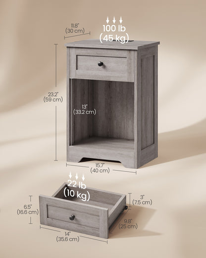 Farmhouse nightstand with charging station and drawer - image 5