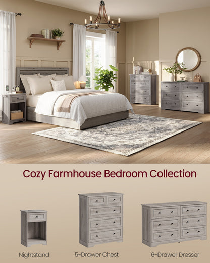 Farmhouse nightstand with charging station and drawer - image 6