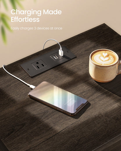 Farmhouse nightstand with charging station and drawer - image 9