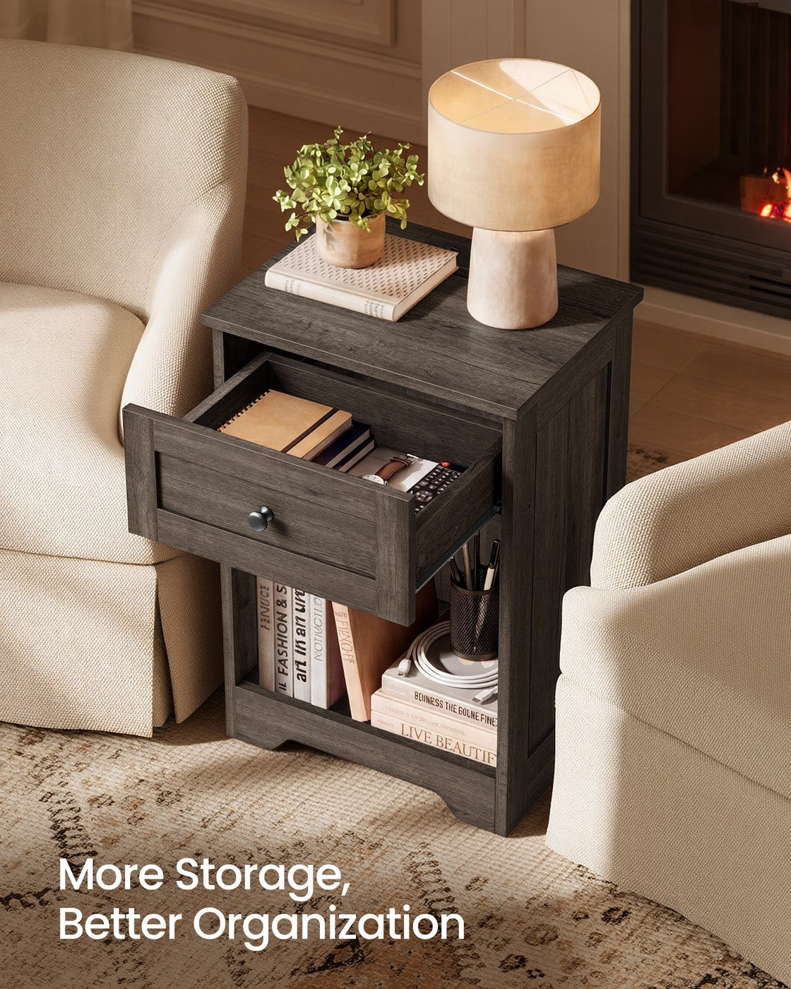 Farmhouse nightstand with charging station and drawer - image 10