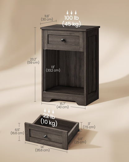 Farmhouse nightstand with charging station and drawer - image 11