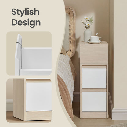 Set of 2 Narrow Side Tables, Slim End Table with 2 Drawers, 1 Open
Compartment, for Living Room, Bedroom - image 6