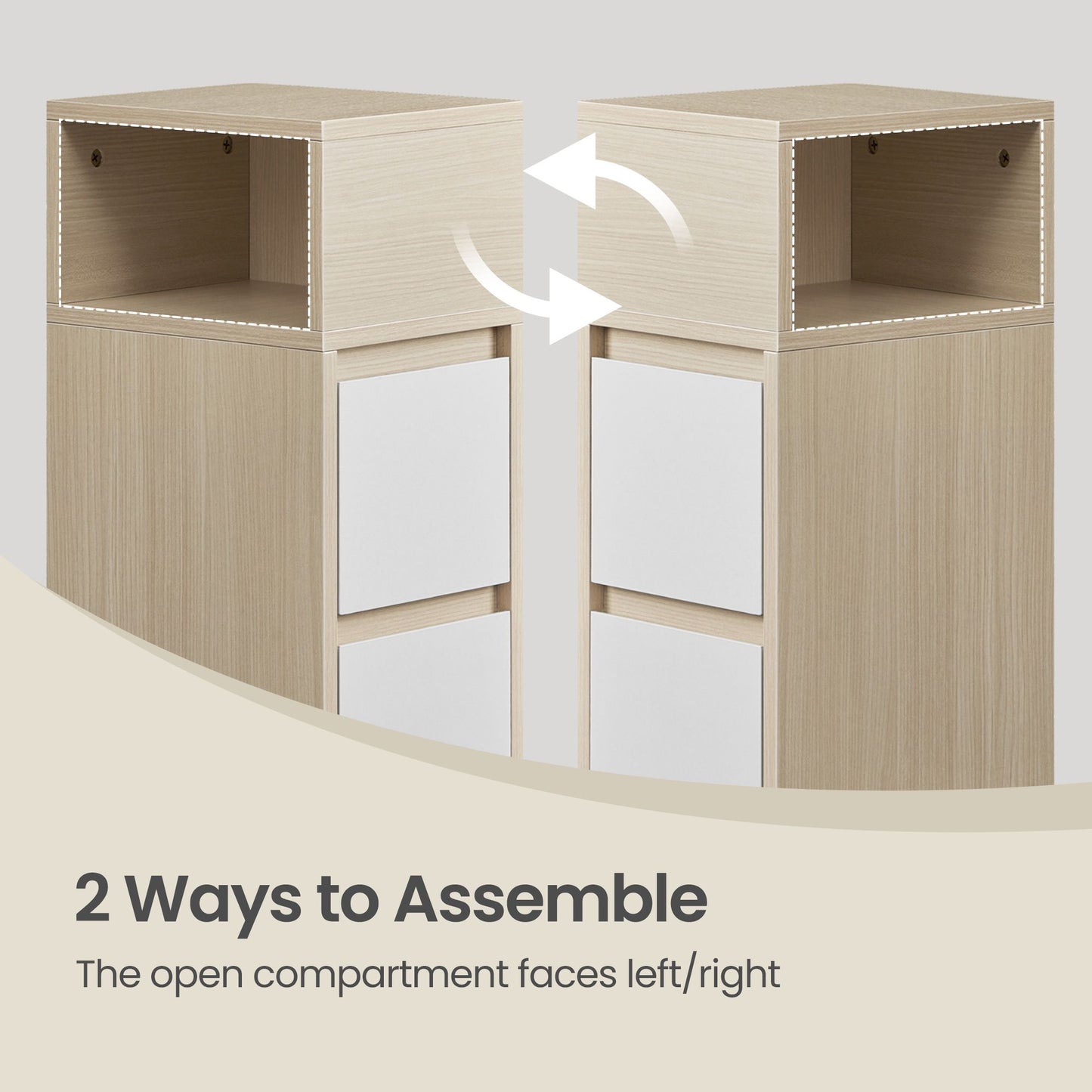 Set of 2 Narrow Side Tables, Slim End Table with 2 Drawers, 1 Open
Compartment, for Living Room, Bedroom - image 7