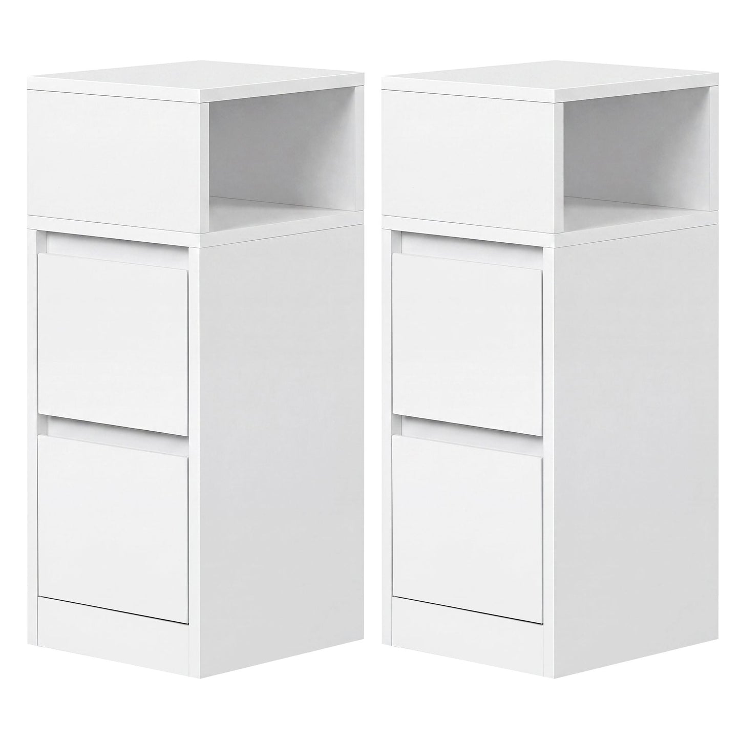 Set of 2 Narrow Side Tables, Slim End Table with 2 Drawers, 1 Open
Compartment, for Living Room, Bedroom - image 9