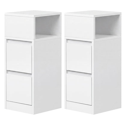 Set of 2 Narrow Side Tables, Slim End Table with 2 Drawers, 1 Open
Compartment, for Living Room, Bedroom - image 9