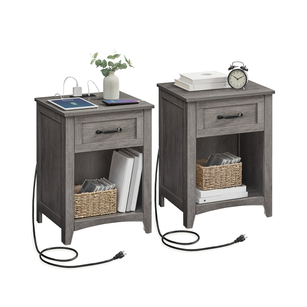 Farmhouse Nightstands with Charging Station, Set of 2 - image 35